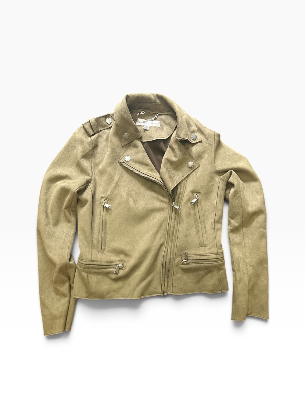 Catherine Malandrino Olive Green Suede Moto Jacket